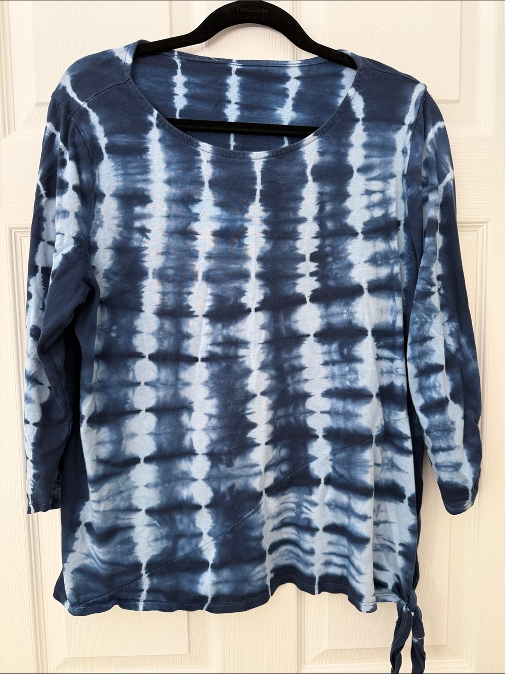 Source Unknown Navy and White Tie-Dye Long Sleeve Top